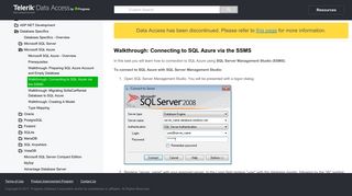Walkthrough: Connecting to SQL Azure via the SSMS - Telerik