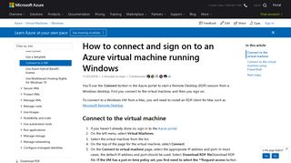 How to connect and log on to an Azure virtual machine running