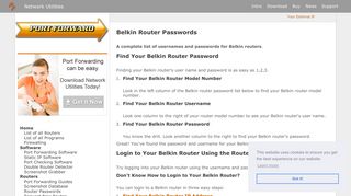 Belkin Router Passwords - Port Forward