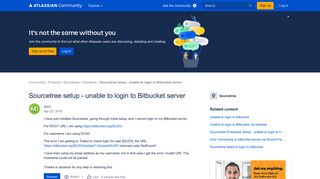 Solved: Sourcetree setup - unable to login to Bitbucket se...
