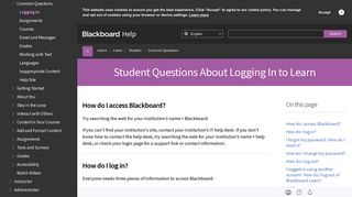 Student Questions About Logging In to Learn | Blackboard Help