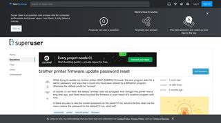 brother printer firmware update password reset - Super User