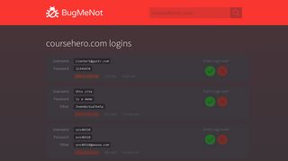 coursehero.com passwords - BugMeNot