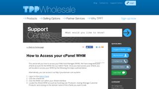TPP Wholesale: How to Access your cPanel WHM
