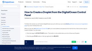 How to Create a Droplet from the DigitalOcean Control Panel ...