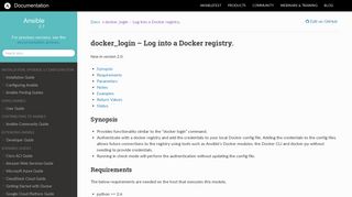 docker_login - Log into a Docker registry. — Ansible Documentation
