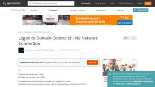 Logon to Domain Controller - No Network Connection - Active ...
