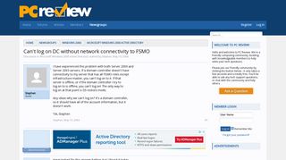 Can't log on DC without network connectivity to FSMO | PC Review