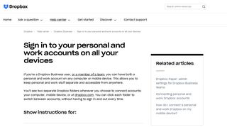 Sign in to your personal and work accounts on all your ... - Dropbox