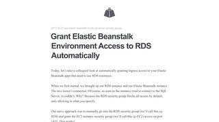 Grant Elastic Beanstalk Environment Access to RDS Automatically ...