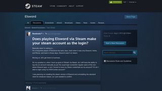 Does playing Elsword via Steam make your steam account as the login?
