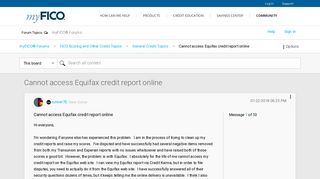 Cannot access Equifax credit report online - myFICO® Forums - 5144285