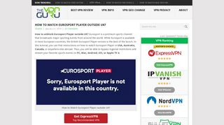 How to Watch Eurosport Player outside UK? - The VPN Guru