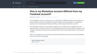 How is my Workplace account different from my Facebook account ...