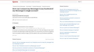 How to connect my Messenger to my Facebook if my Messenger is ...