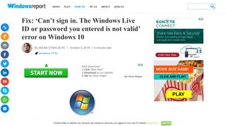 Fix: 'Can't sign in. The Windows Live ID or password you entered is not ...