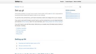 Set up git - User Documentation - GitHub Help