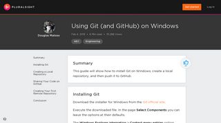 Using Git (and GitHub) for Windows | Pluralsight | Pluralsight