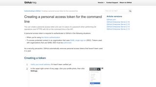 Creating a personal access token for the command line - GitHub Help