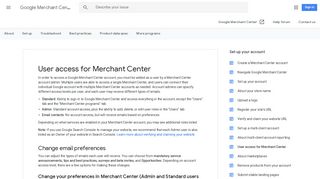 User access for Merchant Center - Google Merchant Center Help