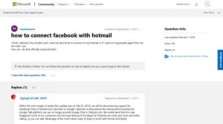 how to connect facebook with hotmail - Microsoft Community