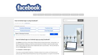 How to hotmail sign in using Facebook? - FB Login FB Login