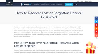 How to Recover Lost or Forgotten Hotmail Password - Recoverit
