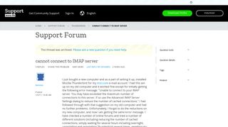 cannot connect to IMAP server | Thunderbird Support Forum | Mozilla ...
