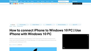 How to connect iPhone to Windows 10 PC | Use iPhone with Windows ...