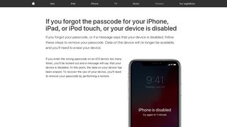 If you forgot the passcode for your iPhone, iPad, or iPod touch, or your ...