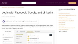 Login with Facebook, Google, and LinkedIn : Thinkific