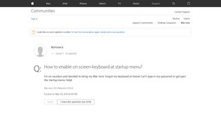 How to enable on screen keyboard at start… - Apple Community ...