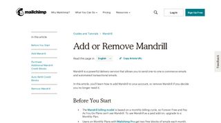 Add or Remove Mandrill - MailChimp