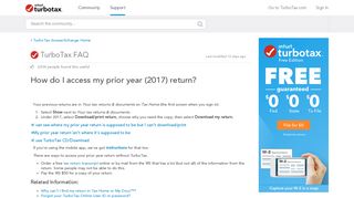 How do I access my prior year (2017) return? - TurboTax Support ...