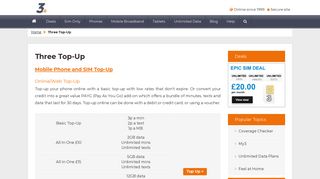 Three Top-Up Online - PAYG Top-Up and Add-On Bundles - 3G