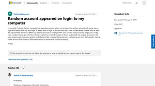 Random account appeared on login to my computer - Microsoft Community