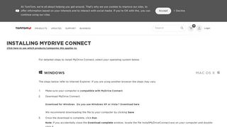 Installing MyDrive Connect - Support