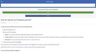 How do I log into my Facebook account?