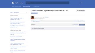 I cannot remember login ID and password. what do I do? | Facebook ...