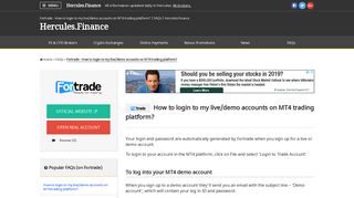 Fortrade – How to login to my live/demo accounts on MT4 trading ...