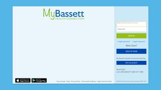 MyBassett Health Connection - Login Page
