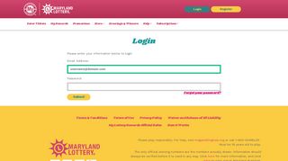 Login - My Lottery Rewards - Maryland Lottery