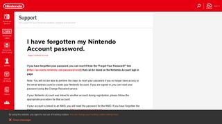 I have forgotten my Nintendo Account password. | Nintendo Account ...