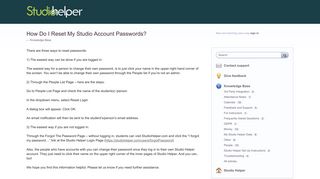 How Do I Reset My Studio Account Passwords? – Customer Feedback ...