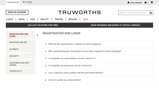 FAQ | What are the requirements to register for online ... - Truworths