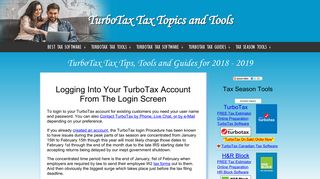 Online TurboTax Login Procedure - best tax preparation software
