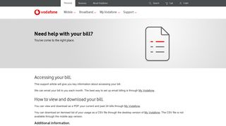 Viewing and Downloading Your Bill | Vodafone Australia