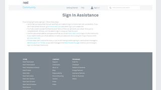Sign-In Assistance - Nest Community