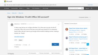 Sign into Windows 10 with Office 365 account? - Microsoft Tech ...