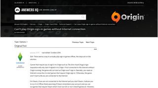 Solved: Can't play Origin sign-in games without Internet connection ...